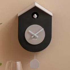 Karlsson Wandklok Grato Cuckoo zwart met warm grijs Online