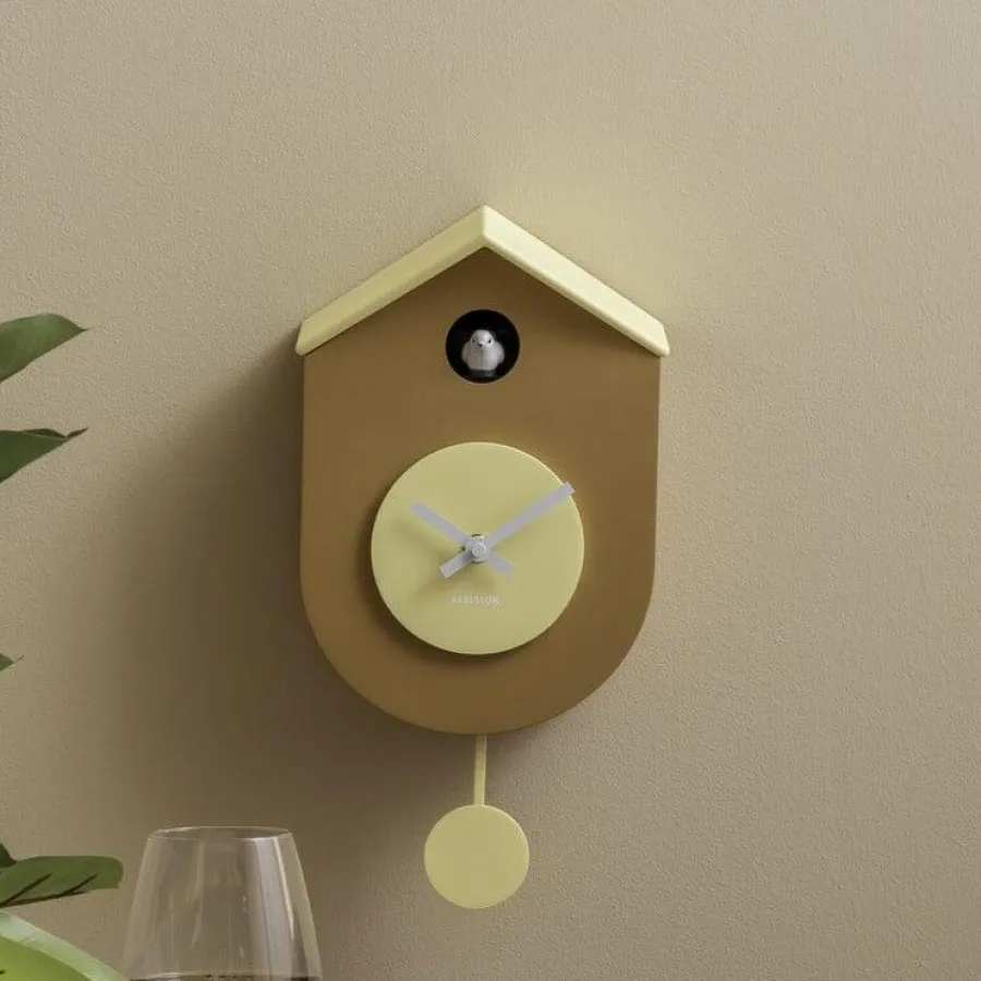 Karlsson Wandklok Grato Cuckoo ochre geel met zacht geel Online