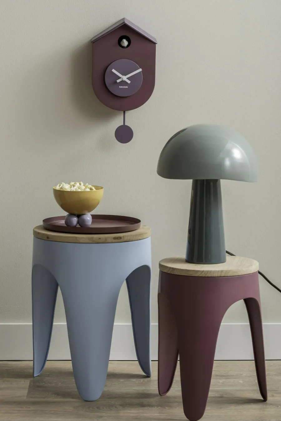 Karlsson Wandklok Grato Cuckoo mauve purple met lavendel paars Hot
