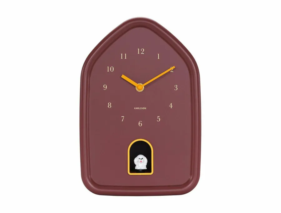 Karlsson Wandklok Modern Doggy burgundy rood Online