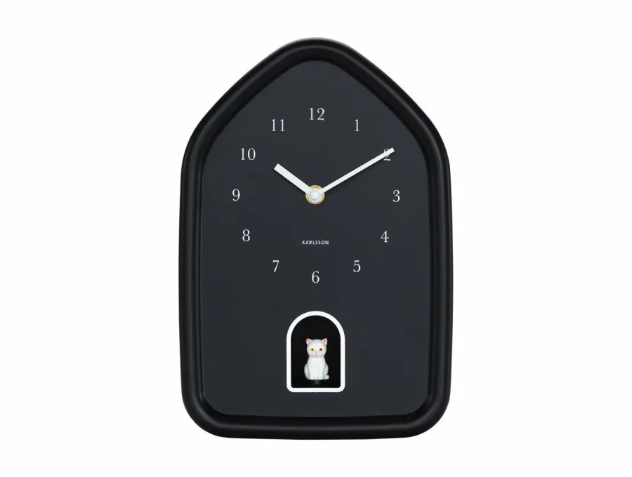 Karlsson Wandklok Modern Kitty zwart Outlet