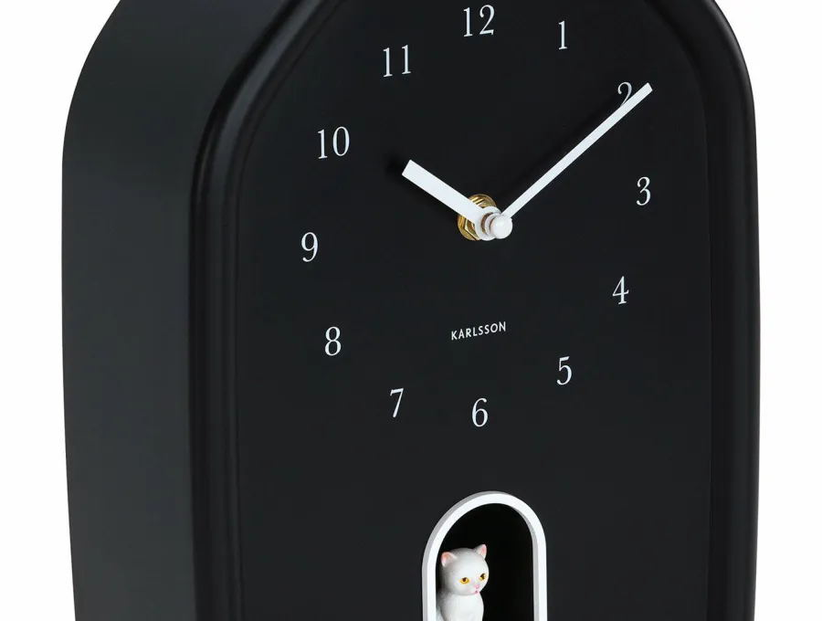 Karlsson Wandklok Modern Kitty zwart Outlet
