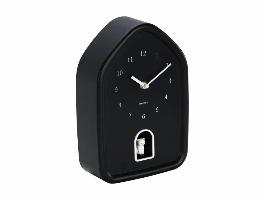 Karlsson Wandklok Modern Kitty zwart Outlet