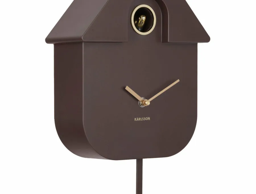 Karlsson Wandklok Modern Cuckoo Oro Earth bruin Discount