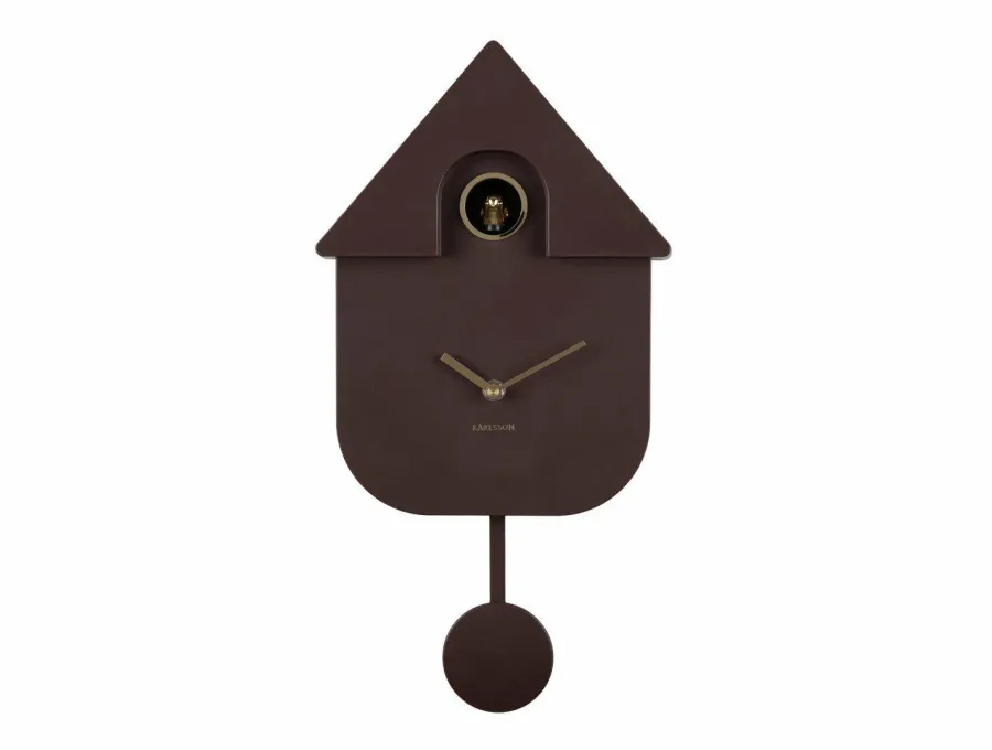 Karlsson Wandklok Modern Cuckoo Oro Earth bruin Discount