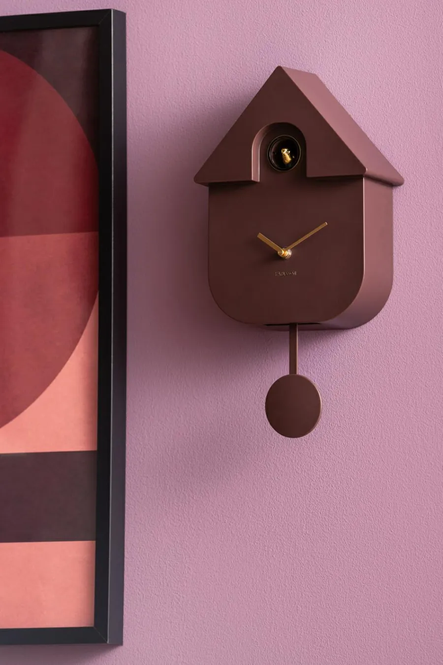 Karlsson Wandklok Modern Cuckoo Oro Earth bruin Discount