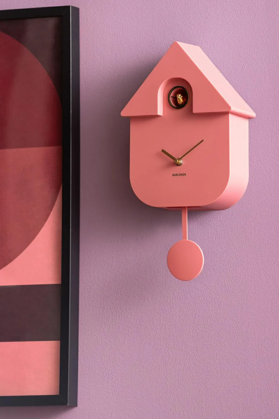 Karlsson Wandklok Modern Cuckoo Oro Roze Sale