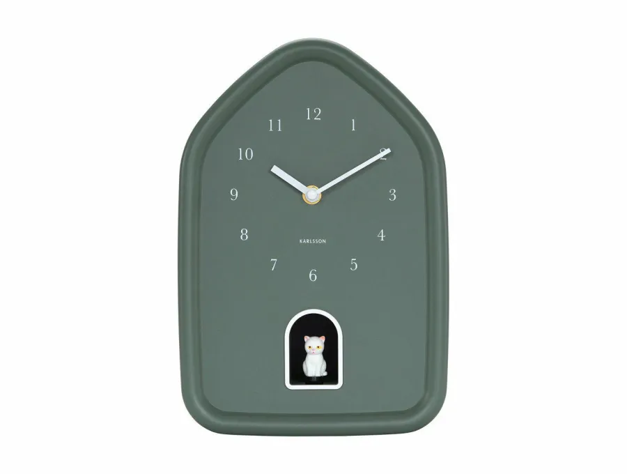 Karlsson Wandklok Modern Kitty jungle groen Clearance