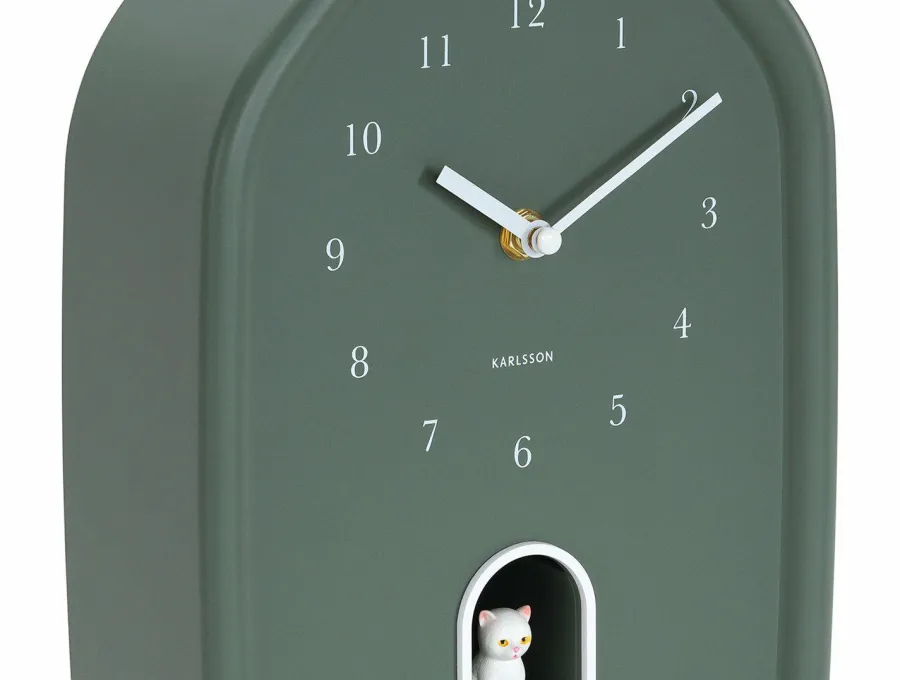 Karlsson Wandklok Modern Kitty jungle groen Clearance