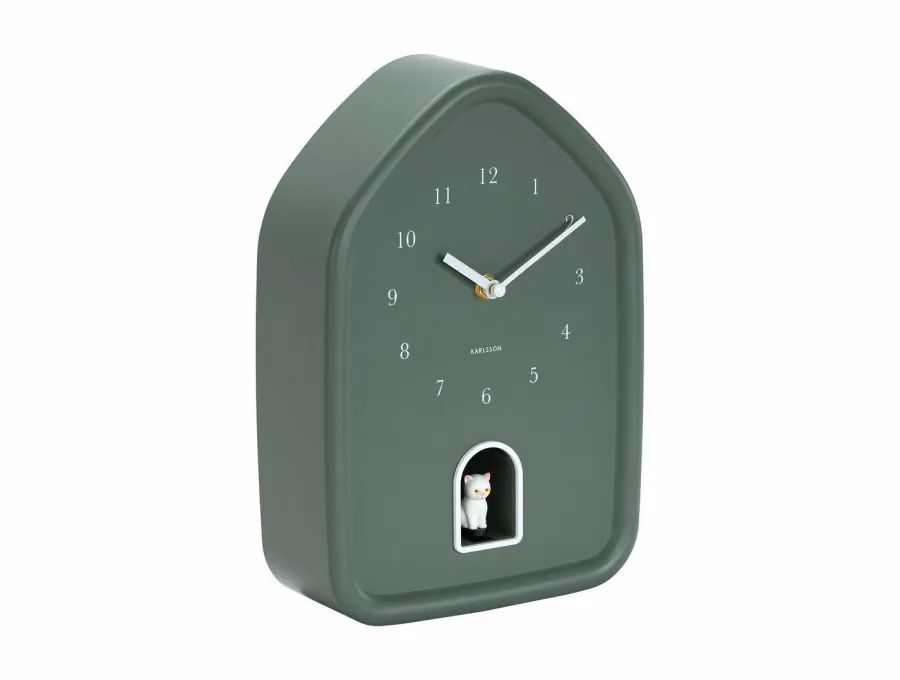 Karlsson Wandklok Modern Kitty jungle groen Clearance