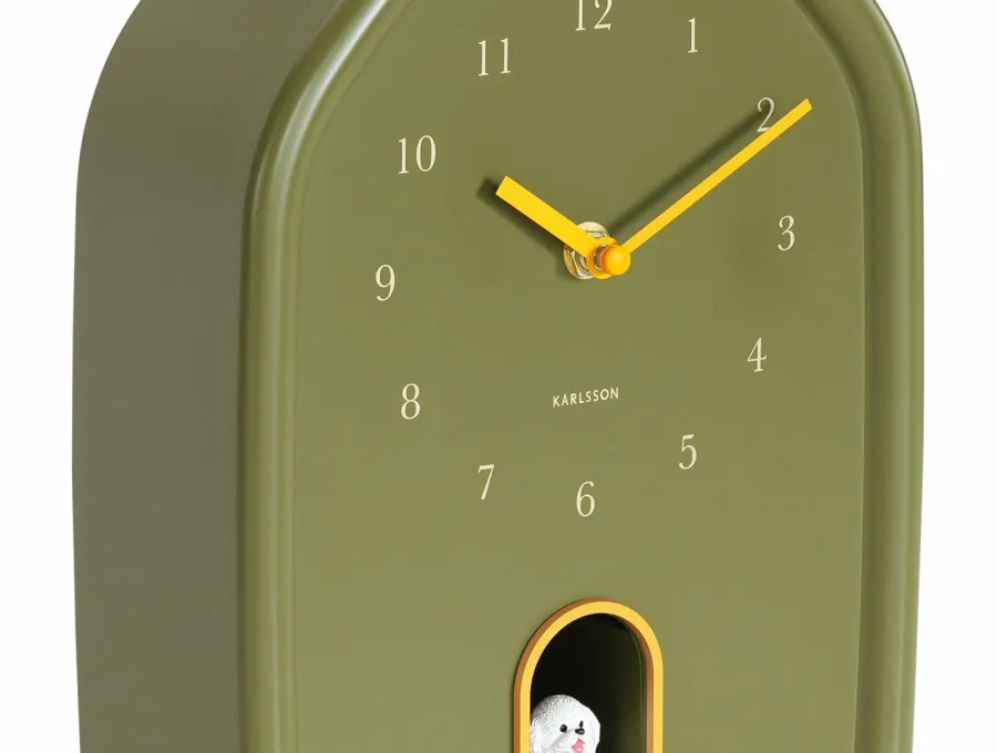 Karlsson Wandklok Modern Doggy luxury groen Discount