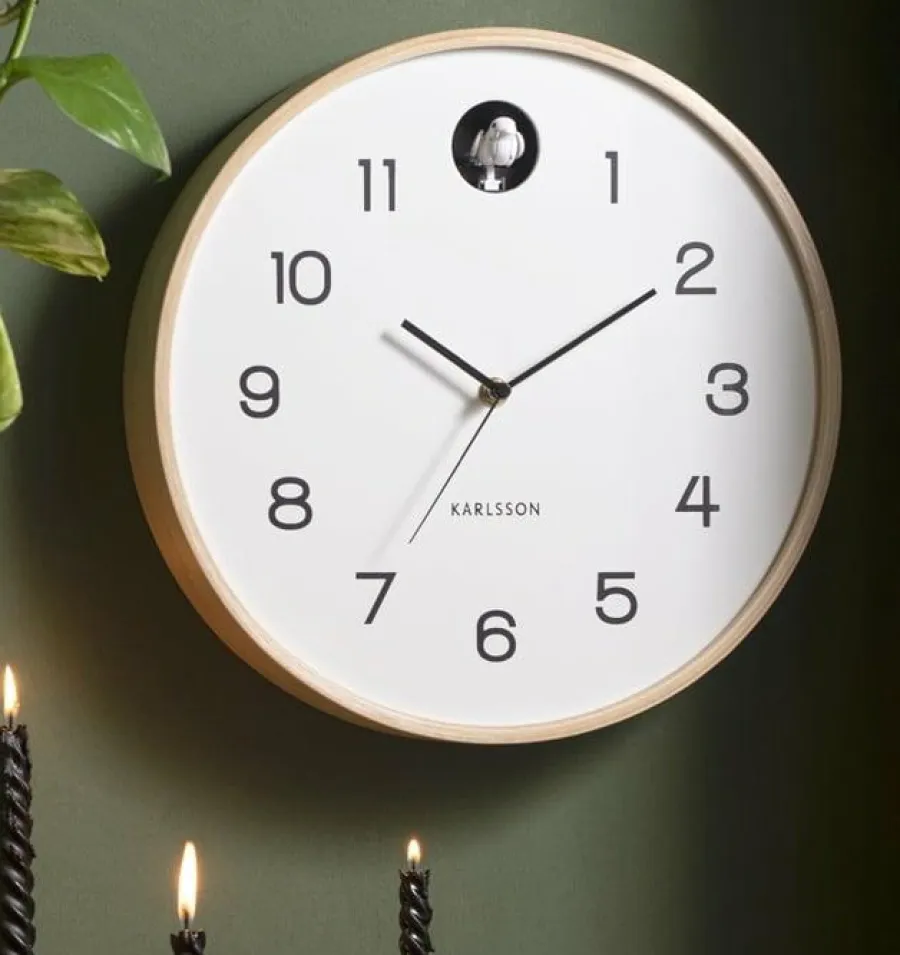 Karlsson Wandklok Natural Cuckoo wit Ø 31.5 cm Discount