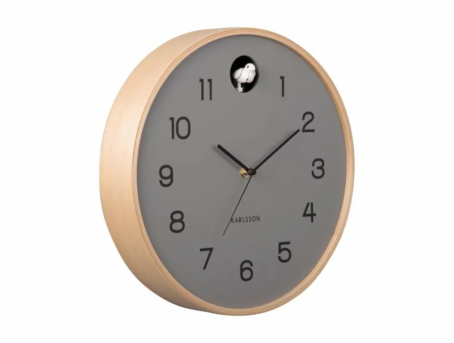 Karlsson Wandklok Natural Cuckoo muisgrijs Ø 31.5 cm