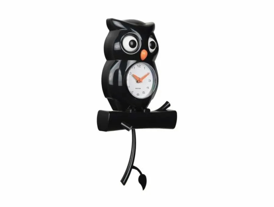Karlsson Wandklok Owl Pendulum zwart
