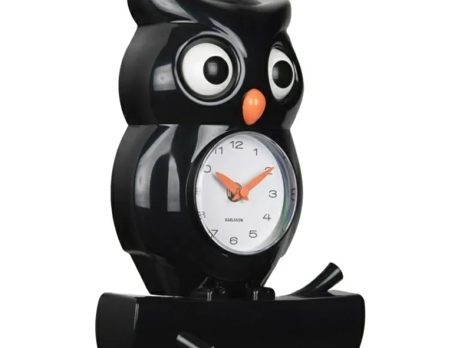 Karlsson Wandklok Owl Pendulum zwart