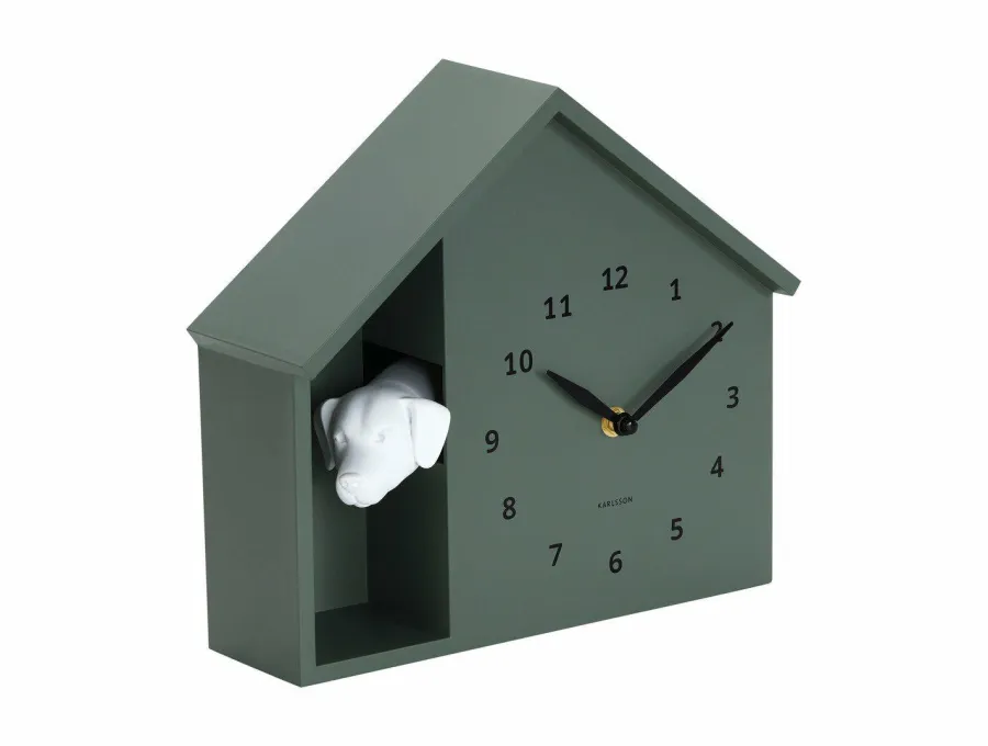 Karlsson Wandklok Peeking Doggy jungle groen