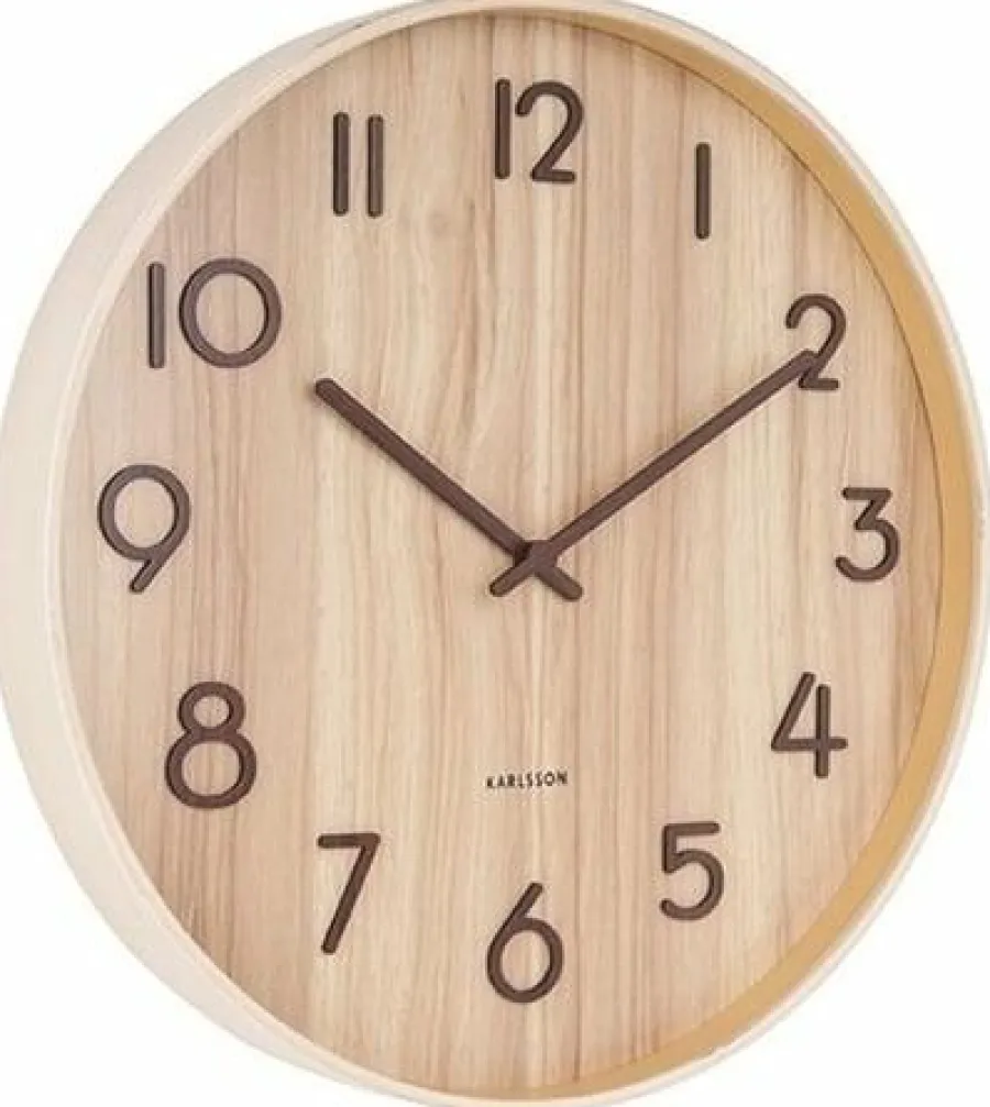 Karlsson Wandklok Pure Large bruin Ø 60 cm Outlet
