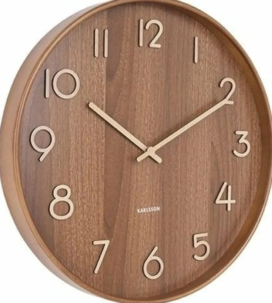 Karlsson Wandklok Pure Large donkerbruin Ø 60 cm Online