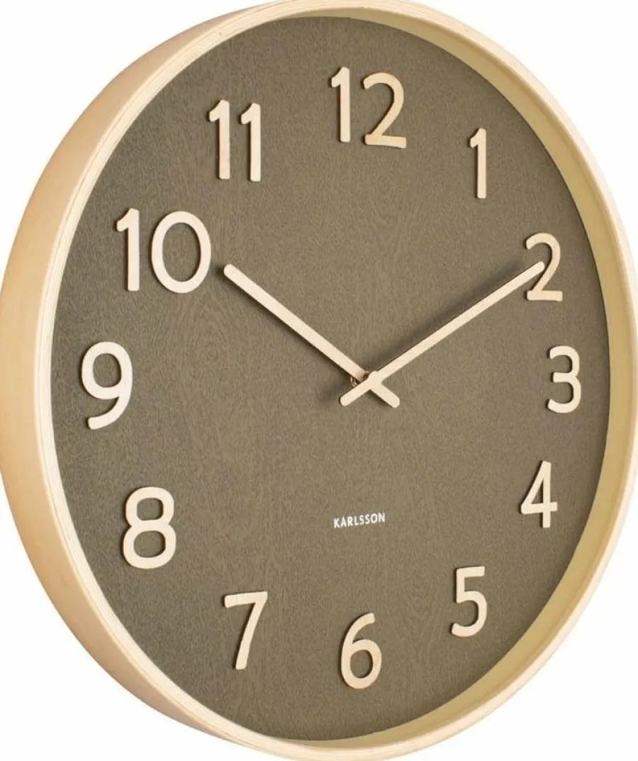 Karlsson Wandklok Pure Wood Grain mosgroen Ø 40 cm Hot