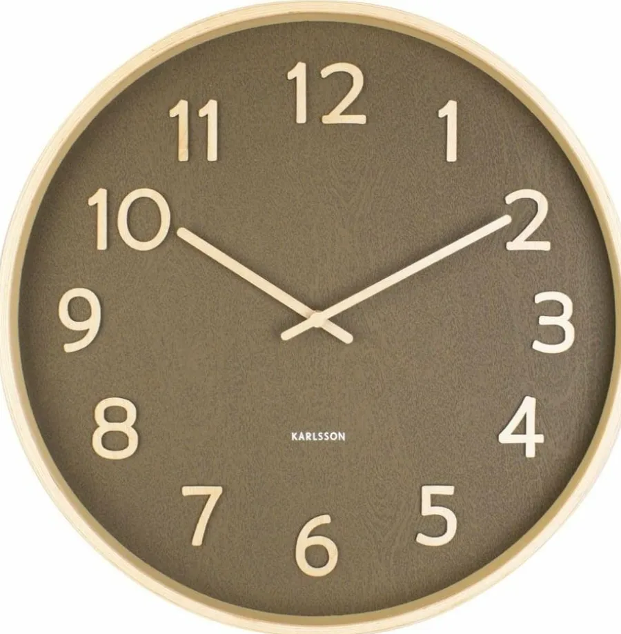 Karlsson Wandklok Pure Wood Grain mosgroen Ø 40 cm Hot