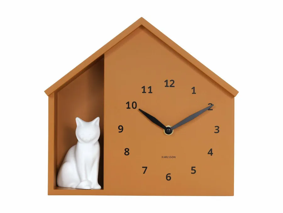 Karlsson Wandklok Sitting Cat okergeel Sale