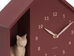 Karlsson Wandklok Sitting Cat burgundy rood Best