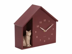 Karlsson Wandklok Sitting Cat burgundy rood Best
