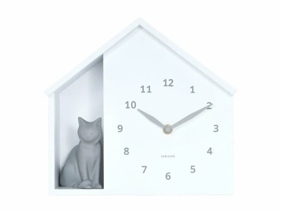 Karlsson Wandklok Sitting Cat wit Sale