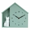 Karlsson Wandklok Sitting Cat grijs groen Discount