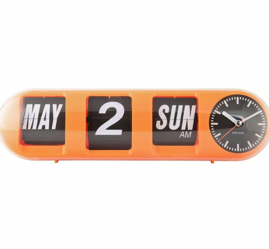 Karlsson Wandklok Tube Flip oranje Outlet