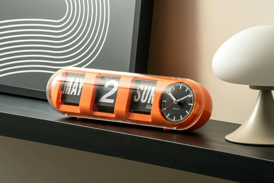 Karlsson Wandklok Tube Flip oranje Outlet
