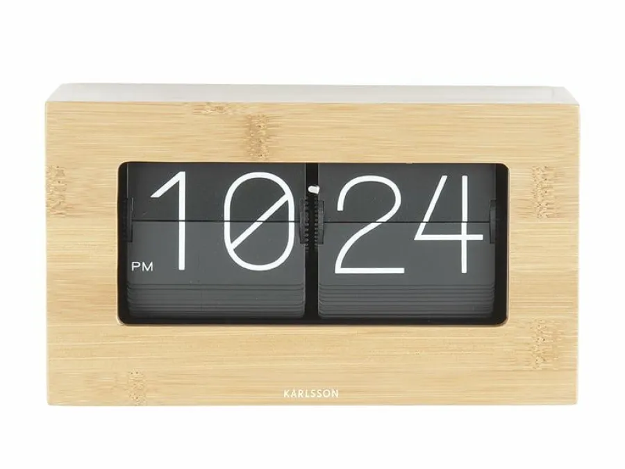 Karlsson Wand-/Tafelklok Boxed Flip Bamboo Sale