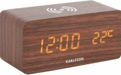 Karlsson Wekker Block met telefoonoplader LED donkerbruin Discount