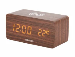Karlsson Wekker Block met telefoonoplader LED donkerbruin Discount
