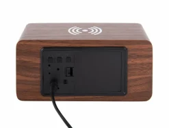 Karlsson Wekker Block met telefoonoplader LED donkerbruin Discount