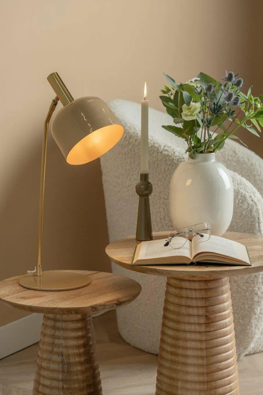 Leitmotiv Bijzettafel Force Striped Base mango