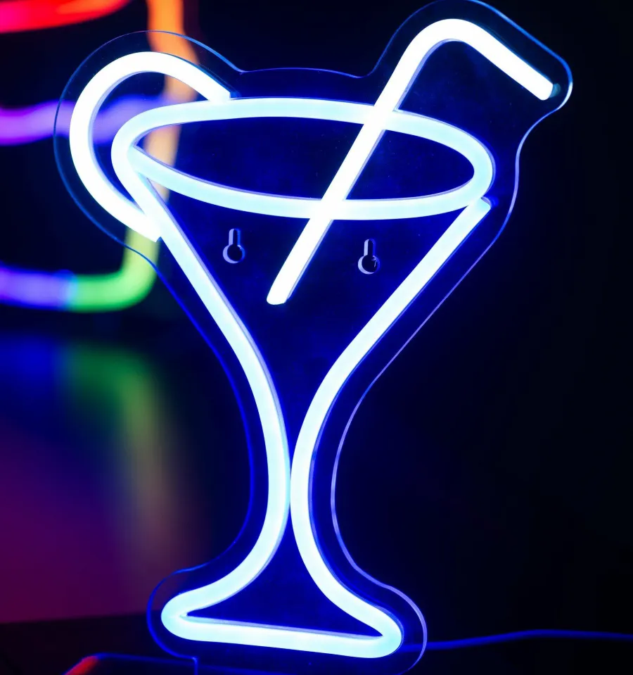 Leitmotiv Neon licht Cocktail met blauw rietje Online