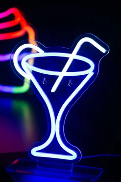Leitmotiv Neon licht Cocktail met blauw rietje Online