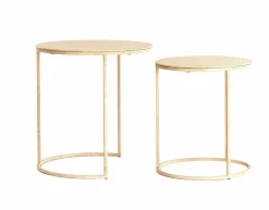 Light en Living Bijzettafel Set van 2 SADAR zand + lichtbruin gespikkeld Hot