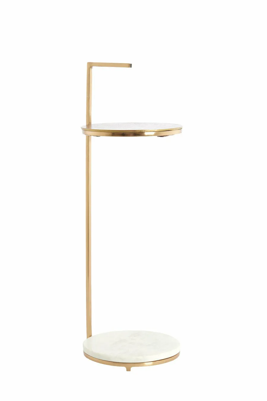 Light en Living Bijzettafel Ø26x76 cm LEDA marmer wit+antiek brons