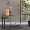 Light en Living Bijzettafel set van 2 DUARTE glas bruin+antiek koper Outlet