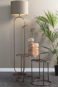 Light en Living Bijzettafel set van 2 DUARTE glas bruin+antiek koper Outlet