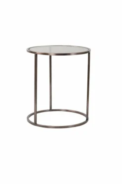 Light en Living Bijzettafel set van 2 DUARTE glas bruin+antiek koper Outlet