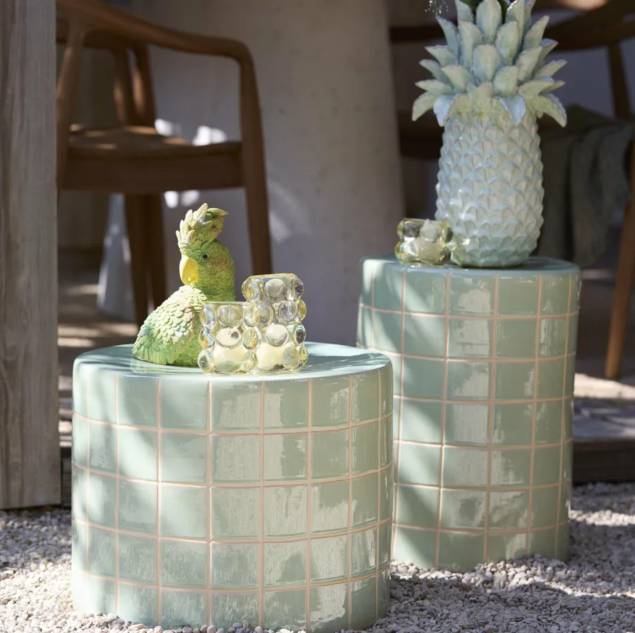 Light en Living Bijzettafel Ø33x44 cm MAUCHO keramiek licht groen+crème Online