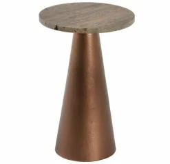 Light en Living Bijzettafel 36x36x51 cm YNEZ travertin bruin+koper Sale