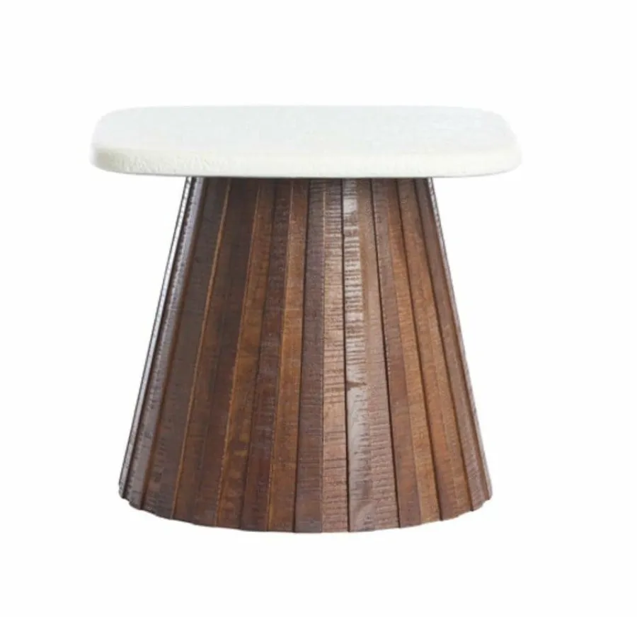 Light en Living Bijzettafel 45x45x40 cm OKATO crème+hout bruin Outlet