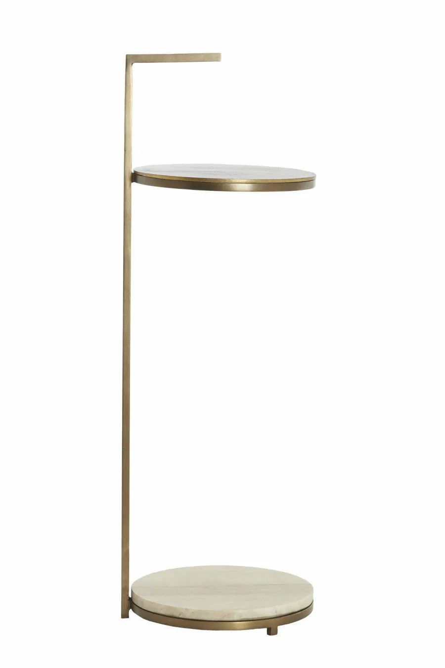 Light en Living Bijzettafel Ø26x76 cm LEDA marmer zand-grijs+d bruin-brons