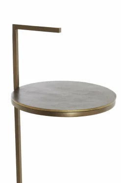 Light en Living Bijzettafel Ø26x76 cm LEDA marmer zand-grijs+d bruin-brons