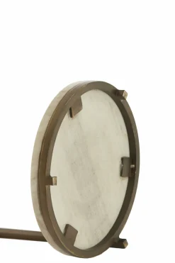 Light en Living Bijzettafel Ø26x76 cm LEDA marmer zand-grijs+d bruin-brons