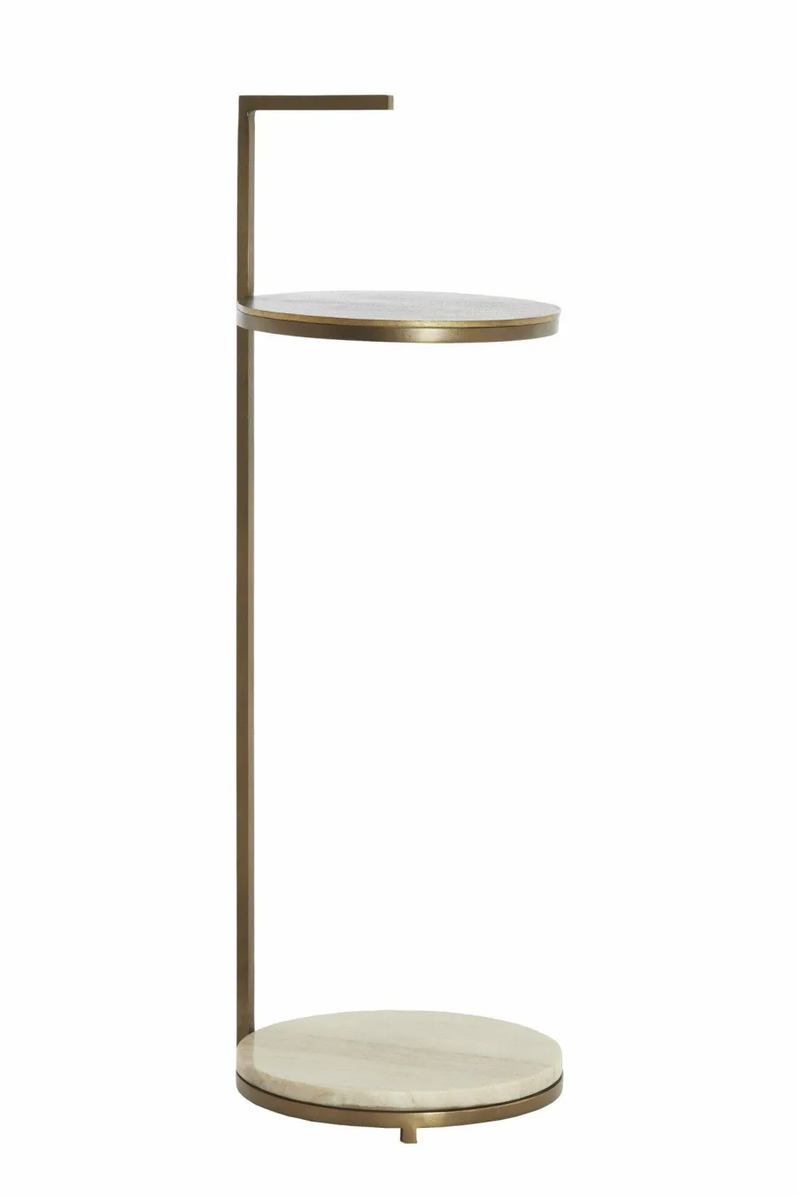 Light en Living Bijzettafel Ø26x76 cm LEDA marmer zand-grijs+d bruin-brons